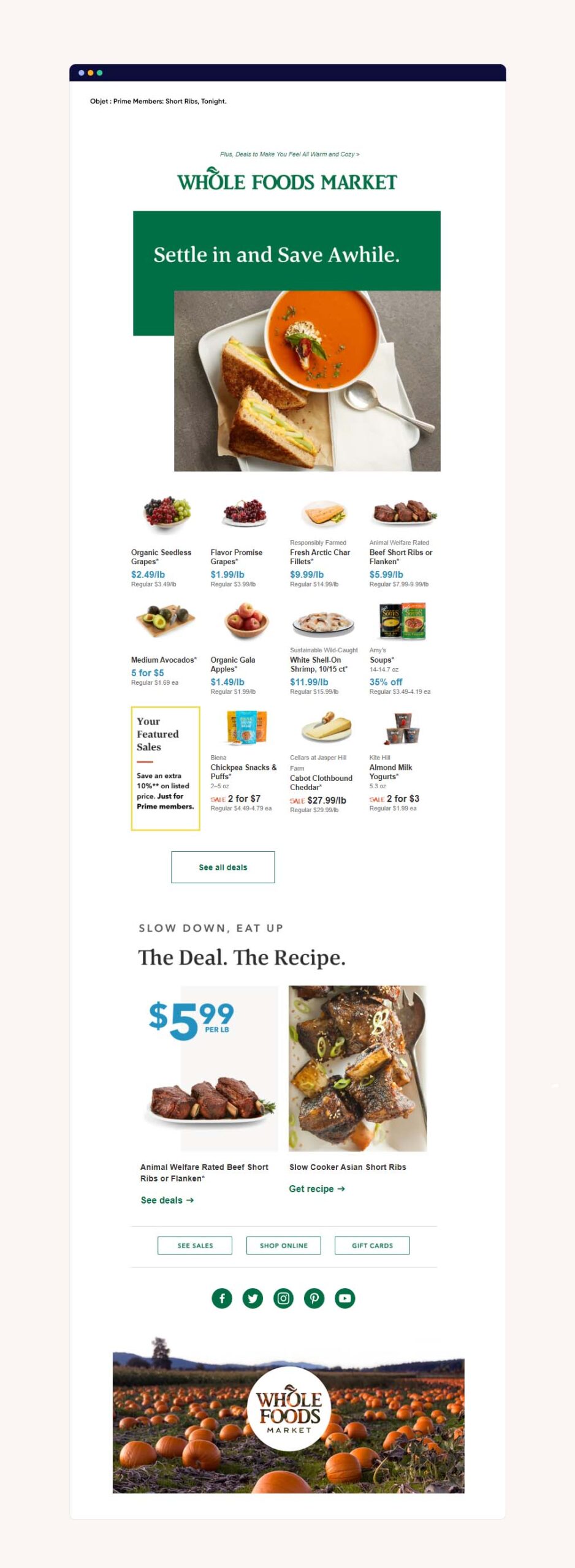 Exemple d'email marketing Whole Foods