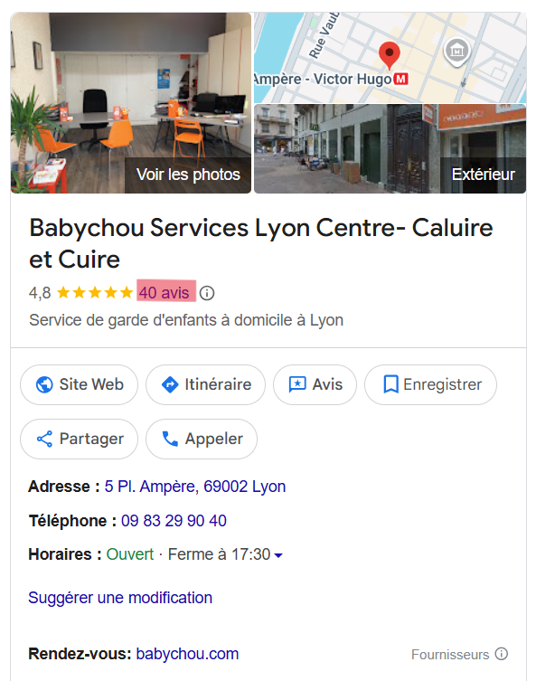 voir ses avis google dans la recherche