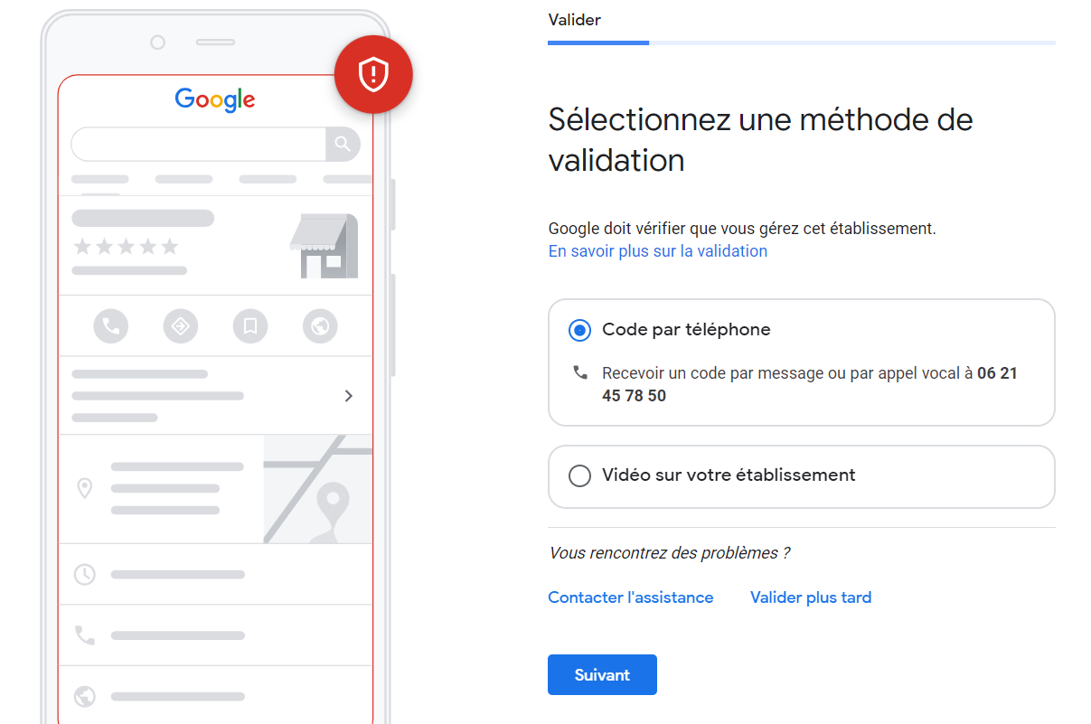 Illustration formulaire de validation de fiche Google My Business / 