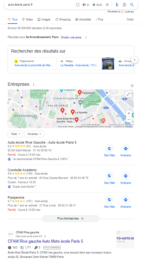 Recherche Google avec localité