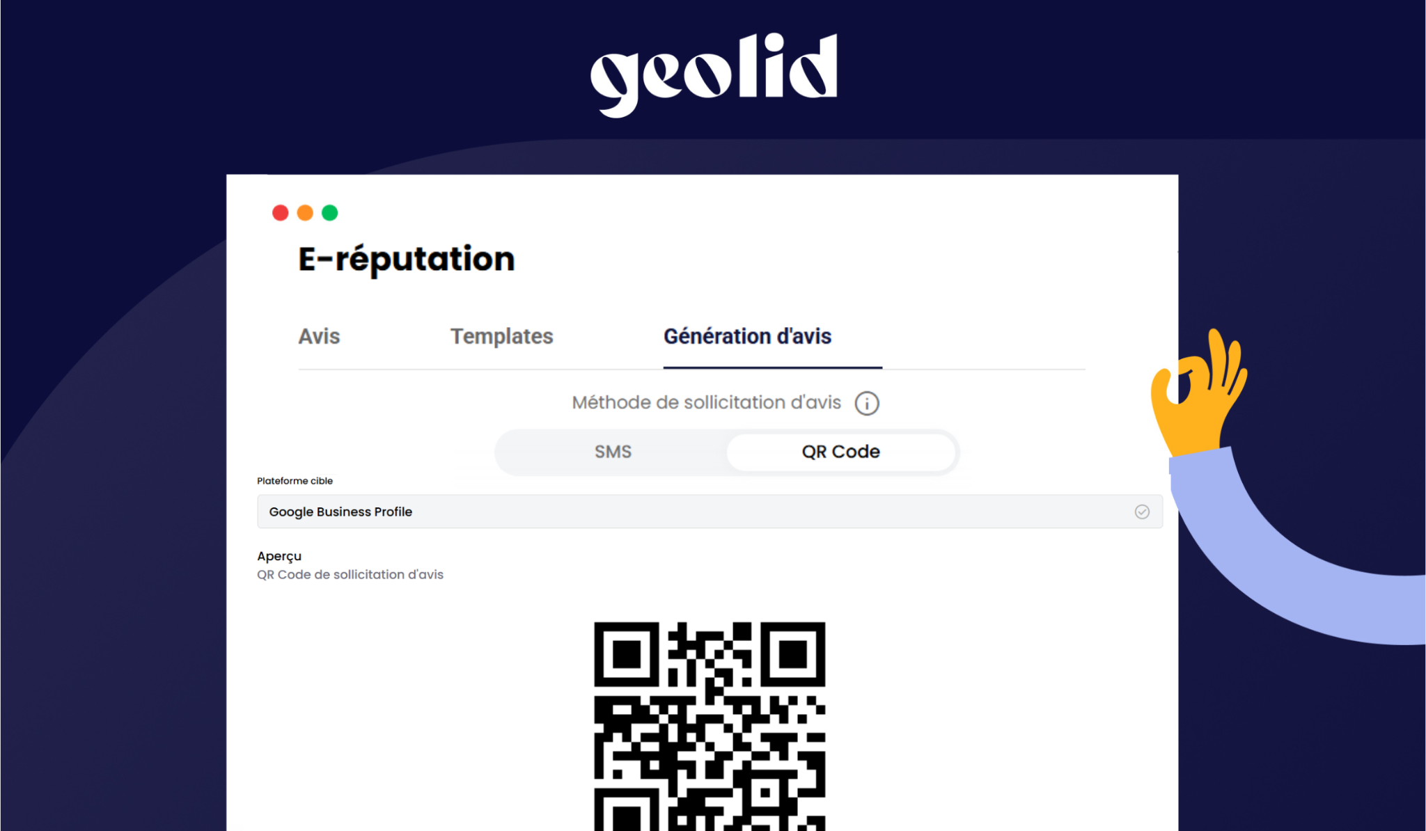 generateur qr code avis google Geolid