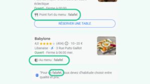 menu facteur de référencement local google maps