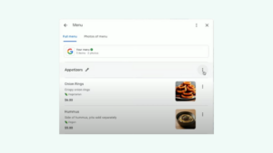 modifier menu google my business