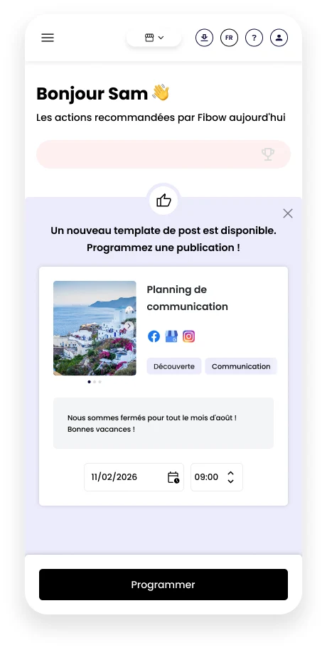 recommandation post réseaux sociaux point de vente - fibow