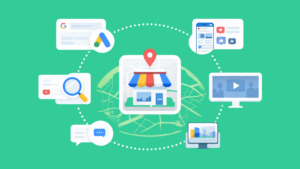 Illustration représentant les différents leviers de publicité locale autour d’un point de vente