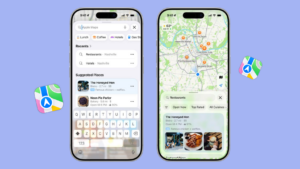 Résultats sponsorisés dans Apple Plans mettant en avant des établissements locaux