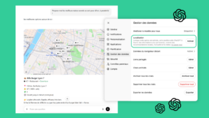 Recherche de restaurant à proximité dans ChatGPT avec la géolocalisation activée