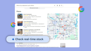 Illustration d’un résultat local Google affichant la disponibilité d’un produit en magasin.