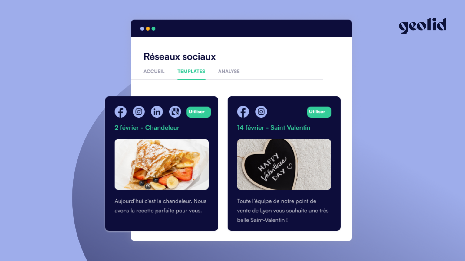 Module Réseaux Sociaux Geolid pour gérer la communication locale des points de vente