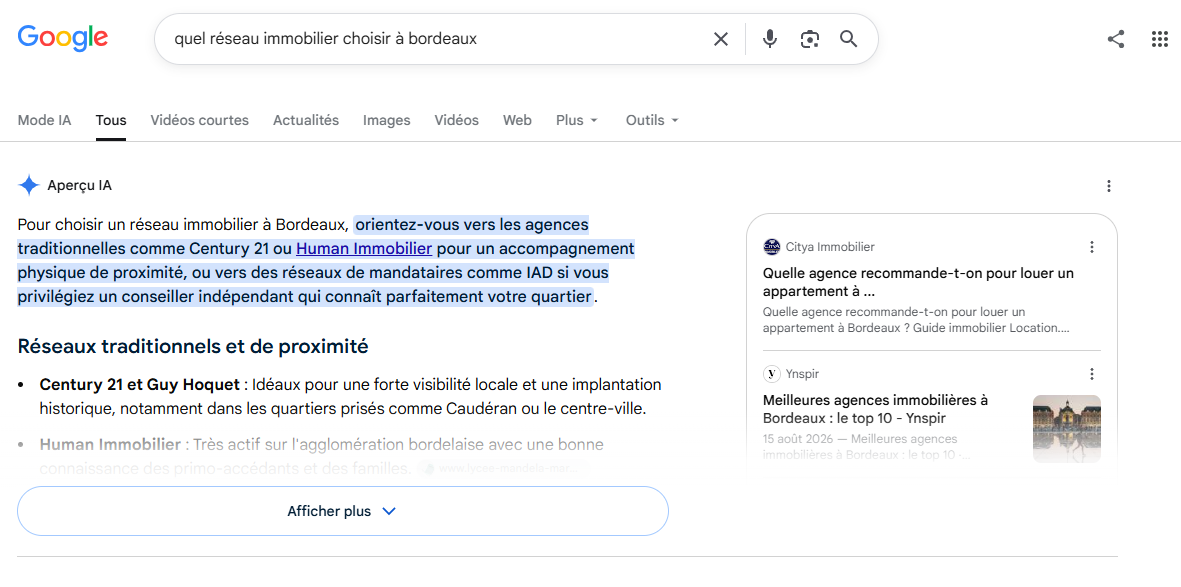 recherche locale AI Oveviews